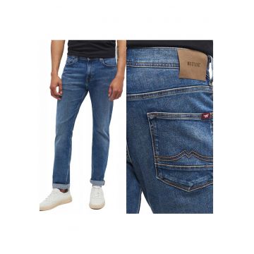 Blugi Barbati -  Vegas Slim - Slim Fit - Talie Medie - 5 Buzunare - Fermoar - Lungi - Bumbac - W34-L30 US - Albastru