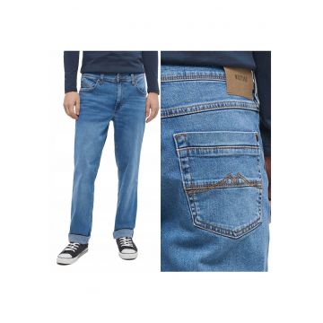 Blugi Barbati -  Washington - Slim Fit - Talie Medie - 5 Buzunare - Fermoar - Lungi - Bumbac - Albastru - Albastru