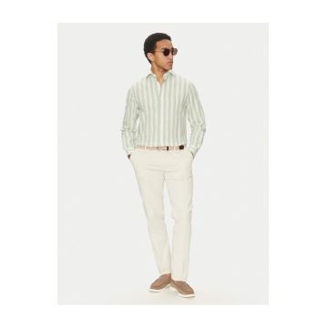 Camasa barbati  verde/ alb - bumbac