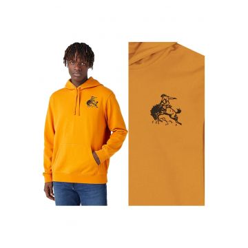 Hanorac Barbati -  Logo Hoodie - Regular Fit - Cu Gluga - 2 Buzunare - Maneci Lungi - Bumbac - Fara Inchidere - Portocaliu - Portocaliu