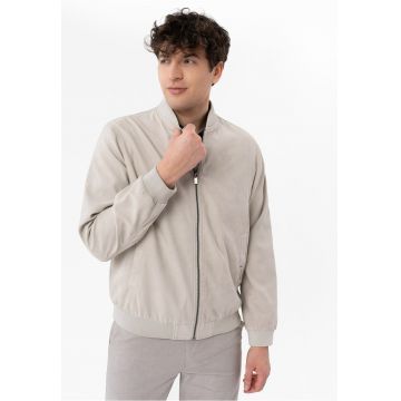 Jacheta bomber barbati cu fermoar -  J-Samos - gri deschis - Gri deschis