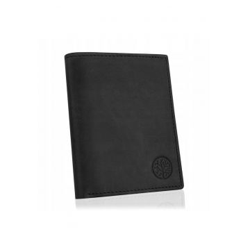 Portofel barbati -  Piele naturala - 12.8 x 10 x 2.5 - Negru