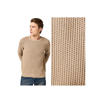 Pulover Barbati -  Crewneck - Regular Fit - Fara Inchidere - Decolteu Rotund - Maneci Lungi - Fara Buzunare - Bumbac - S INTL - Bej