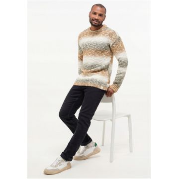 Pulover Barbati -  Emil C Degradee - Regular Fit - Fara Inchidere - Decolteu Rotund - Maneci Lungi - Fara Buzunare - Bumbac - Maro - Bej