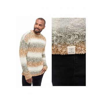 Pulover Barbati -  Emil C Degradee - Regular Fit - Fara Inchidere - Decolteu Rotund - Maneci Lungi - Fara Buzunare - Bumbac - Maro - Bej