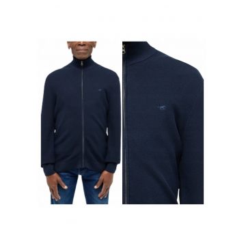 Pulover Barbati -  Escondido - Regular Fit - Cu Fermoar - Guler Inalt - Maneci Lungi - Fara Buzunare - Bumbac - M INTL - Negru