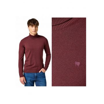 Pulover Barbati -  Turtleneck - Regular Fit - Fara Inchidere - Guler Inalt - Maneci Lungi - Fara Buzunare - Bumbac - Rosu - Rosu