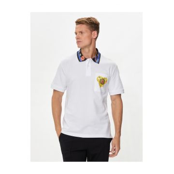 Tricou barbati  alb/albastru - bumbac