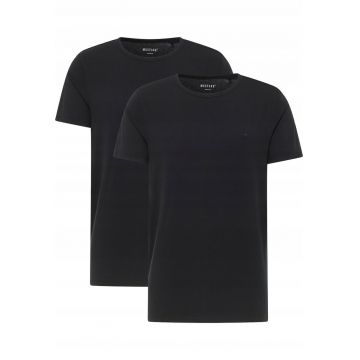 Tricou Barbati -  Allen - Regular Fit - Maneca Scurta - Decolteu Rotund - Cu Logo - Bumbac - Design Clasic - 5XL INTL - Negru