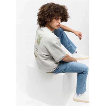 Tricou Barbati -  Alvarado - Regular Fit - Maneca Scurta - Decolteu Rotund - Cu Logo - Bumbac - Design Clasic - M INTL - Gri