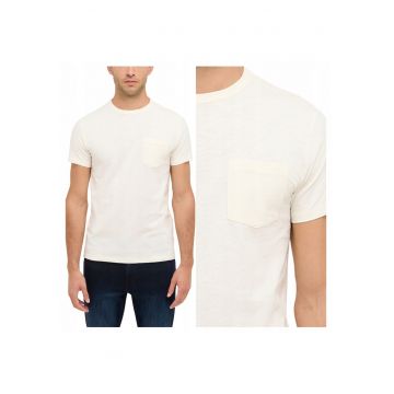 Tricou Barbati -  Amado - Regular Fit - Maneca Scurta - Decolteu Rotund - Cu Logo - Bumbac - Design Clasic - M INTL - Alb