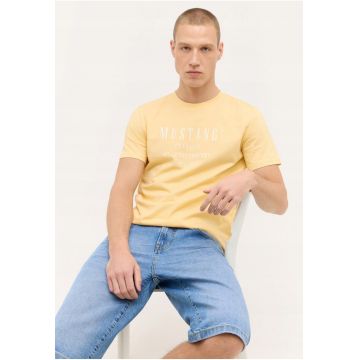 Tricou Barbati -  Austin - Regular Fit - Maneca Scurta - Decolteu Rotund - Cu Logo - Bumbac - Design Clasic - 2XL INTL - Galben