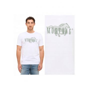 Tricou Barbati -  Austin - Regular Fit - Maneca Scurta - Decolteu Rotund - Cu Logo - Bumbac - Design Clasic - Alb - Alb