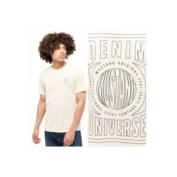 Tricou Barbati -  Austin - Regular Fit - Maneca Scurta - Decolteu Rotund - Cu Logo - Bumbac - Design Clasic - Bej - Bej