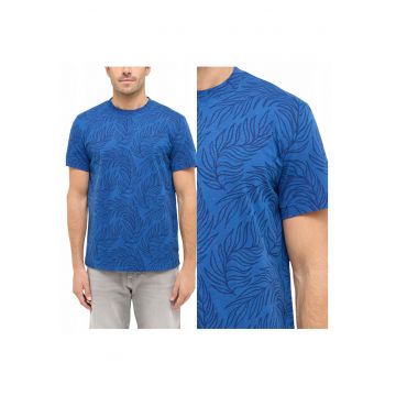 Tricou Barbati -  Austin - Regular Fit - Maneca Scurta - Decolteu Rotund - Cu Logo - Bumbac - Design Clasic - M INTL - Albastru