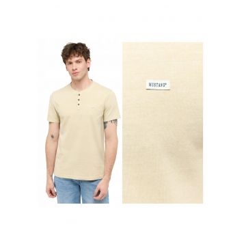 Tricou Barbati -  Austin - Regular Fit - Maneca Scurta - Decolteu Rotund - Cu Logo - Bumbac - Design Clasic - M INTL - Bej