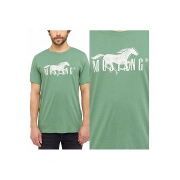 Tricou Barbati -  Austin - Regular Fit - Maneca Scurta - Decolteu Rotund - Cu Logo - Bumbac - Design Clasic - M INTL - Verde