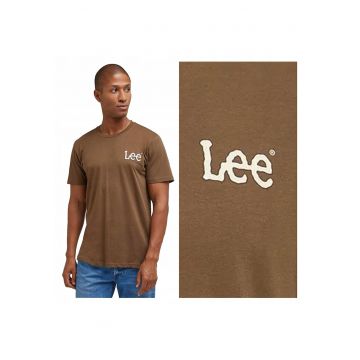 Tricou Barbati -  Essential Tee - Regular Fit - Maneca Scurta - Decolteu Rotund - Cu Logo - Bumbac - Design Clasic - Maro - Light Bronze