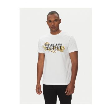 Tricou barbati  logo contrastant - Alb
