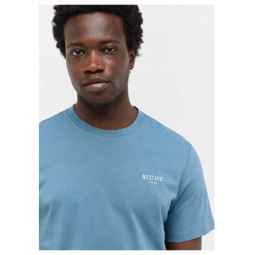 Tricou Barbati -  Style Austin - Regular Fit - Maneca Scurta - Decolteu Rotund - Cu Logo - Bumbac - Design Clasic - 6XL INTL - Albastru