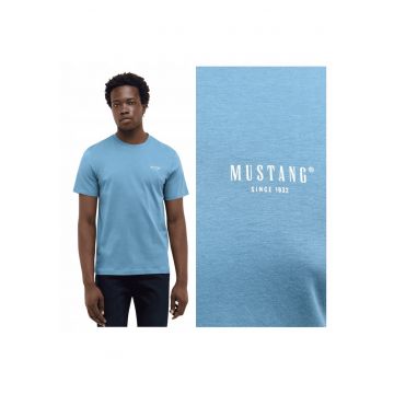 Tricou Barbati -  Style Austin - Regular Fit - Maneca Scurta - Decolteu Rotund - Cu Logo - Bumbac - Design Clasic - 6XL INTL - Albastru