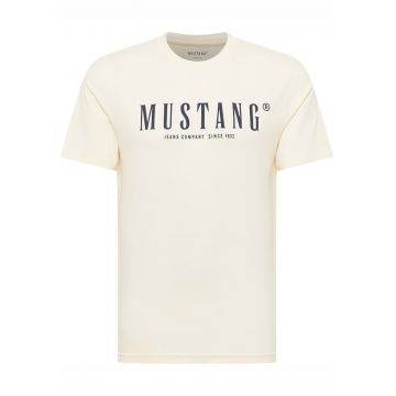 Tricou Barbati -  Style Austin - Regular Fit - Maneca Scurta - Decolteu Rotund - Cu Logo - Bumbac - Design Clasic - Alb - Alb