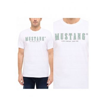 Tricou Barbati -  Style Austin - Regular Fit - Maneca Scurta - Decolteu Rotund - Cu Logo - Bumbac - Design Clasic - M INTL - Alb