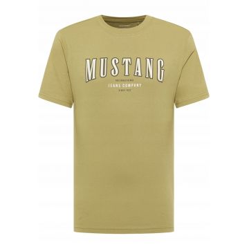 Tricou Barbati -  Style Austin - Regular Fit - Maneca Scurta - Decolteu Rotund - Cu Logo - Bumbac - Design Clasic - Verde