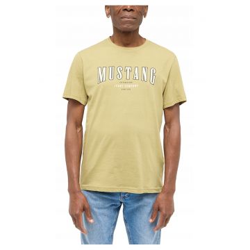 Tricou Barbati -  Style Austin - Regular Fit - Maneca Scurta - Decolteu Rotund - Cu Logo - Bumbac - Design Clasic - Verde