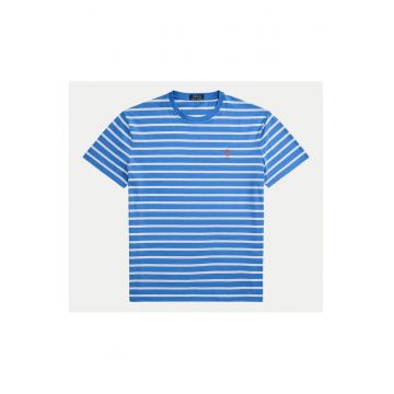 Tricou polo barbati  albastru - bumbac - cu dungi