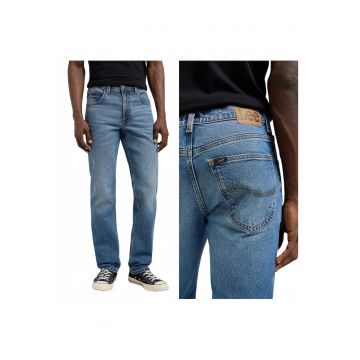 Blugi Barbati -  Brooklyn - Straight Fit - Talie Inalta - 5 Buzunare - Fermoar - Lungi - Bumbac - W32-L30 US - Albastru