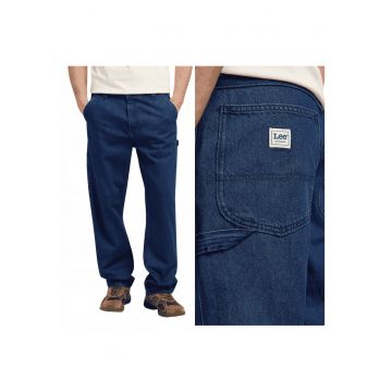 Blugi Barbati -  Carpenter Fit - Talie Medie - 5 Buzunare - Fermdwqfwqoar - Lungi - Bumbac - Albastru - Albastru
