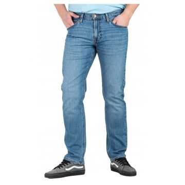 Blugi Barbati -  Daren Zip Fly - Slim Fit - Talie 5 Buzunare - Fermoar - dwqfqwLungi - Bumbac - Albastru - Albastru