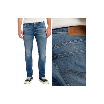 Blugi Barbati -  Daren Zip Fly - Slim Fit - Talie Joasa - 5 Buzunare - Fermoar - Lungi - Bumbac - W33-L34 US - Albastru