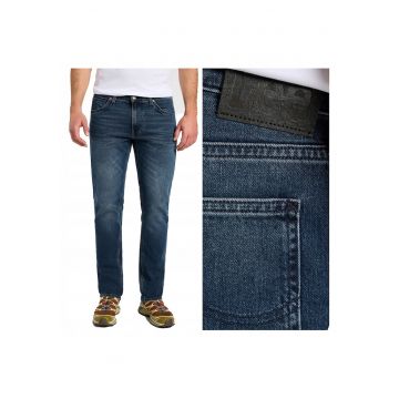 Blugi Barbati -  Daren Zip Fly - Slim Fit - Talie Joasa - 5 Buzunare - Fermoar - Lungi - Bumbac - W33-L34 US - Albastru