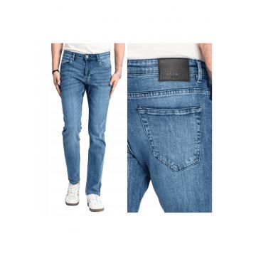 Blugi Barbati -  Felix - Straight Fit - Talie Medie - 5 Buzunare - Fermoar - Lungi - Bumbac - W32-L30 US - Albastru