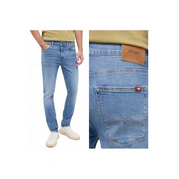 Blugi Barbati -  Frisco Skinny - Slim Fit - Talie Medie - 5 Buzunare - Fermoar - Lungi - Bumbac - W30-L32 US - Albastru