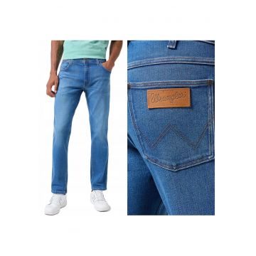 Blugi Barbati -  Greensboro - Straight Fit - Talie Medie - 5 Buzunare - Fermoar - Lungi - Bumbac - W32-L36 US - Albastru