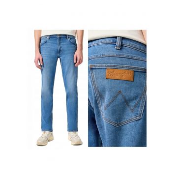 Blugi Barbati -  Greensboro - Straight Fit - Talie Medie - 5 Buzunare - Fermoar - Lungi - Bumbac - W42-L34 US - Albastru