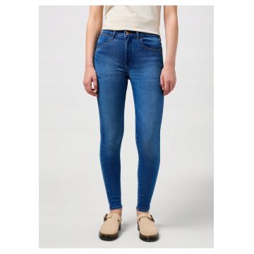 Blugi Barbati -  High Skinny - Skinny Fit - Talie Medie - 5 Buzunare - Fermoar - Lungi - Bumbac - W27-L30 US - Albastru