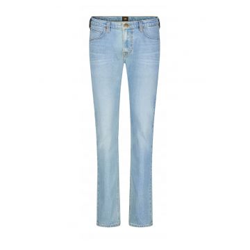 Blugi Barbati -  Luke - Talie Medie - 5 Buzunare - Fermoar - Lungi - Bumbac - Albastru - Albastru