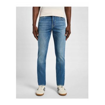 Blugi Barbati -  Malone - Slim Fit - Talie Medie - 5 Buzunare - Fermoar - Lungi - Bumbac - W34-L34 US - Albastru