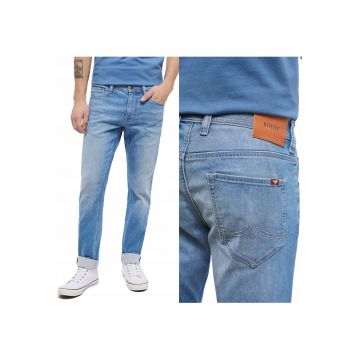 Blugi Barbati -  Oregon Tapered - Slim Fit - Talie Joasa - 5 Buzunardwqfe - Fermoar - Lungi - Bumbac - Albastru - Albastru