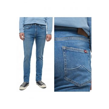 Blugi Barbati -  Orlando - Slim Fit - Talie Joasa - 5 Buzunare - Fermoar - Lungi - Bumbac - W34-L32 US - Albastru