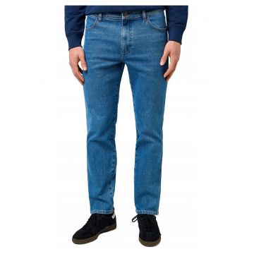 Blugi Barbati -  River - Slim Fit - Talie Medie - 5 Buzunare - Fermoar - Lungi - Bumbac - Albastru - Albastru