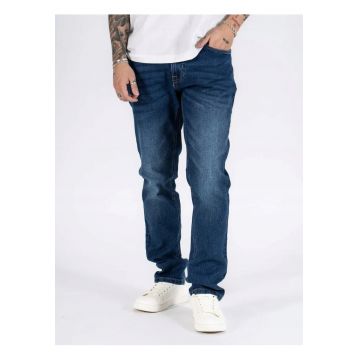 Blugi Barbati -  Sebb - Straight Fit - Talie Medie - 5 Buzunare - Fermoar - Lungi - Bumbac - Albastru - Albastru