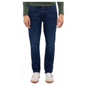 Blugi Barbati -  Style Oregon Slim - Slim Fit - Talie Joasa - 5 Buzunare - Fefewqgqrmoar - Lungi - Bumbac - Albastru - Albastru