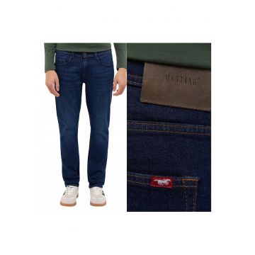 Blugi Barbati -  Style Oregon Slim - Slim Fit - Talie Joasa - 5 Buzunare - Fefewqgqrmoar - Lungi - Bumbac - Albastru - Albastru