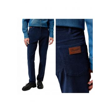 Blugi Barbati -  Texas Slim - Slim Fit - Talie Medie - 5 Buzunare - Fermoar - Lungi - Bumbac - Albastru - Albastru
