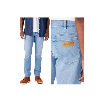 Blugi Barbati -  Texas Slim - Slim Fit - Talie Medie - 5 Buzunare - Fermoar - Lungi - Bumbac - W30-L34 US - Albastru